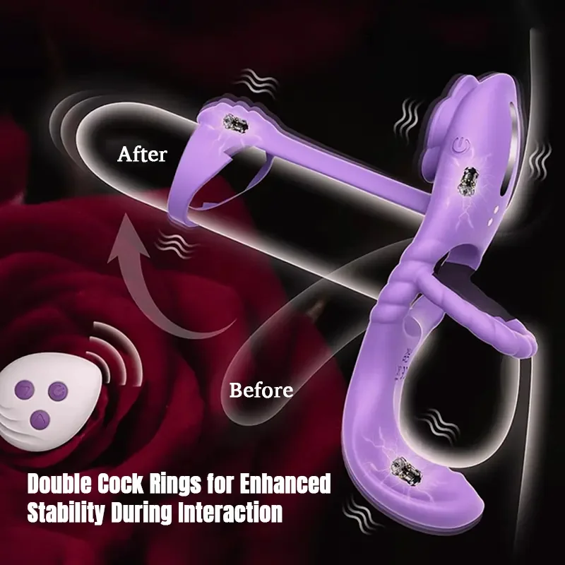 Newly Vibrating Cock Ring 3 Motors Rose Couples Sex Toys