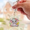 >SALE<6Pcs Acrylic Double Sided Elephant Diamond Painting Keychain for Bag Decor