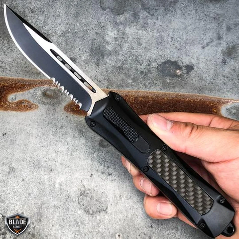 Dual Action Carbon Fiber Reaper Punisher Skull OTF