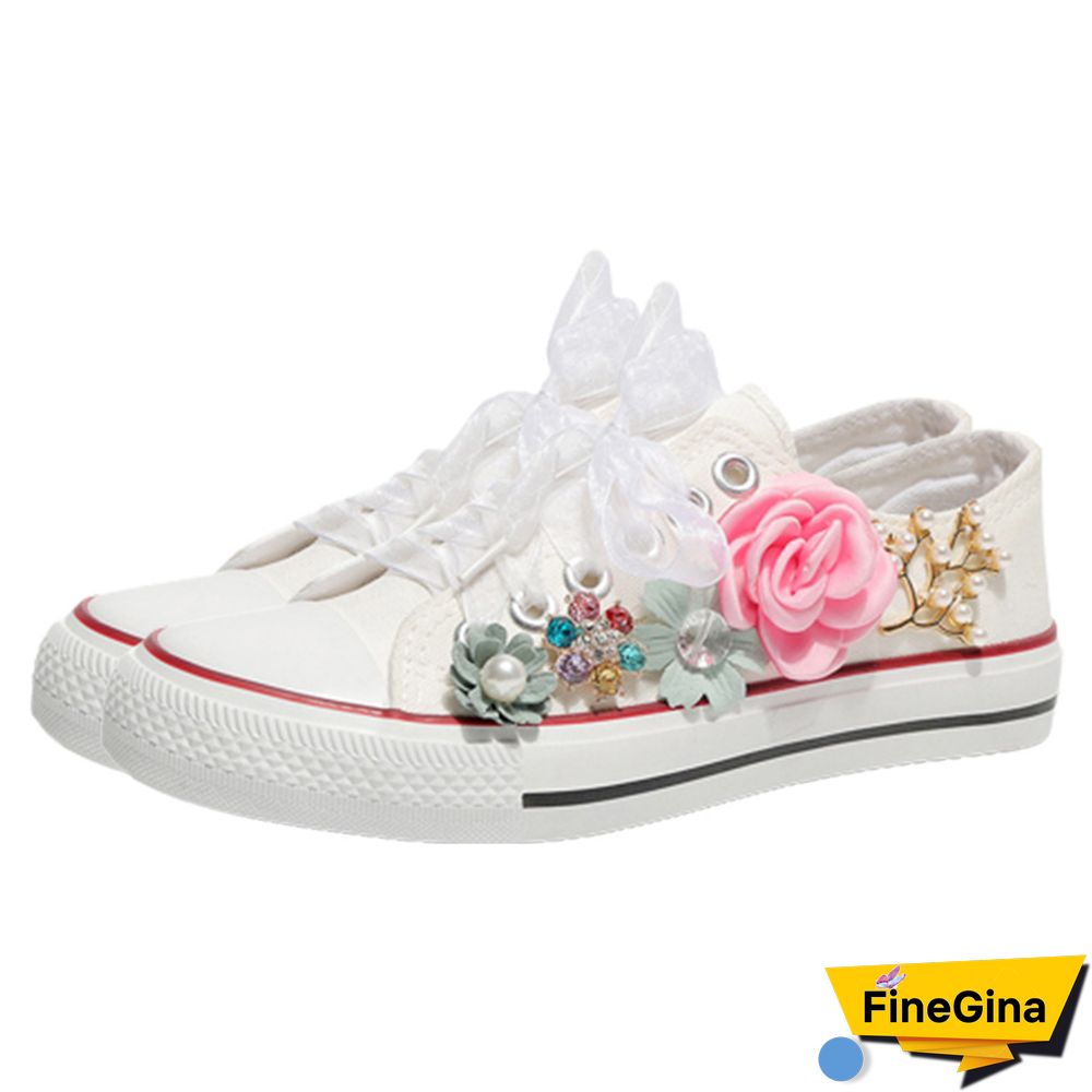 3D Blossom Decor Casual Canvas Shoes