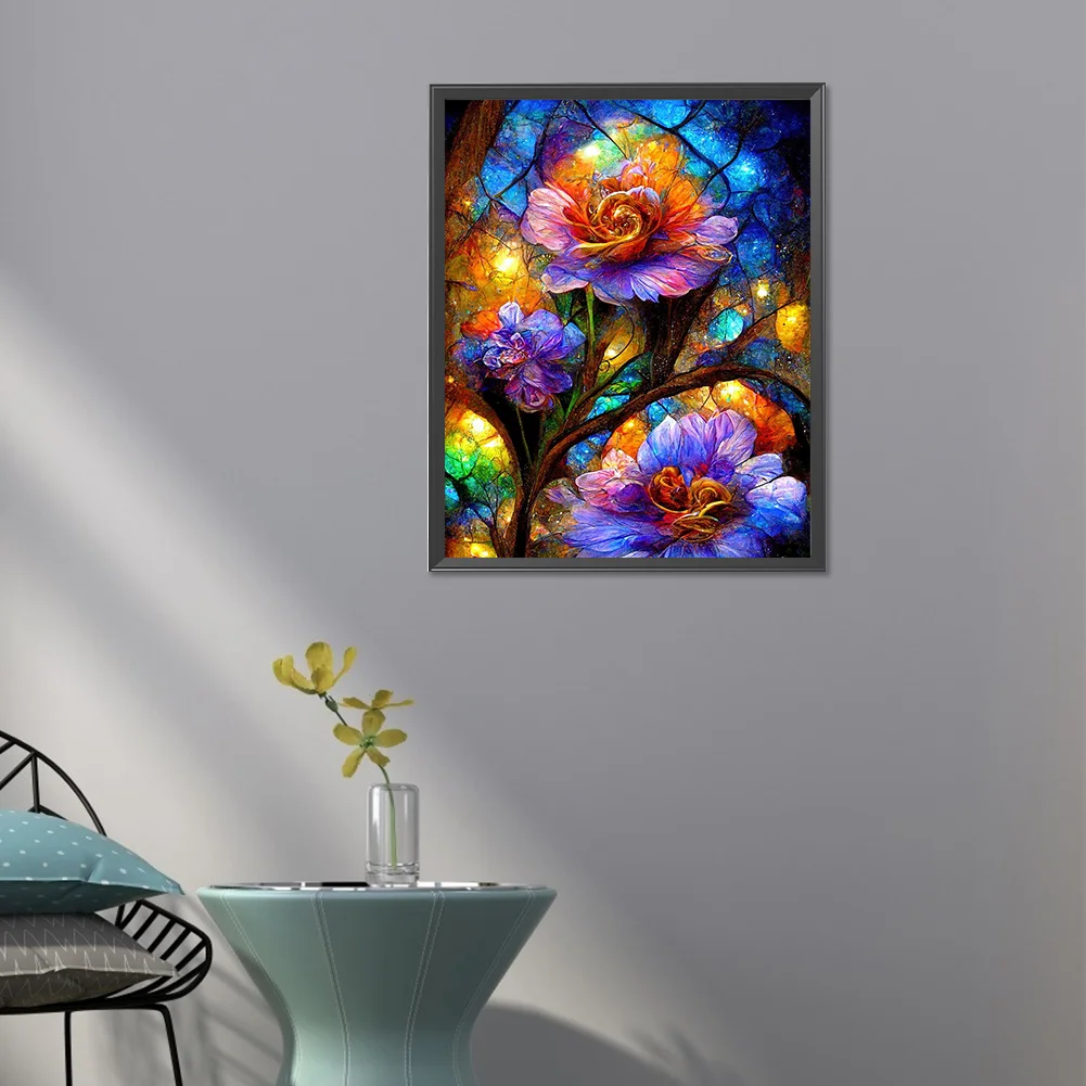 Diamond Painting - Full Square Drill - Stained Glass Flower(Canvas|40*50cm)