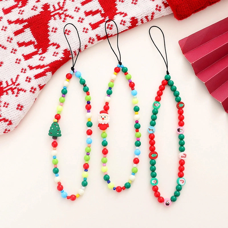 Cute Christmas Tree Santa Claus Plastic Polyester Christmas Mobile Phone Chain
