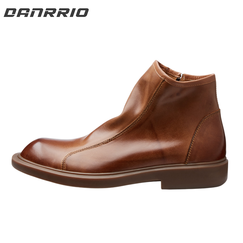 DANRRIO Handmade Retro Simple British Style Mid-top Chelsea Boots DANRRIO.COM DANRRIO