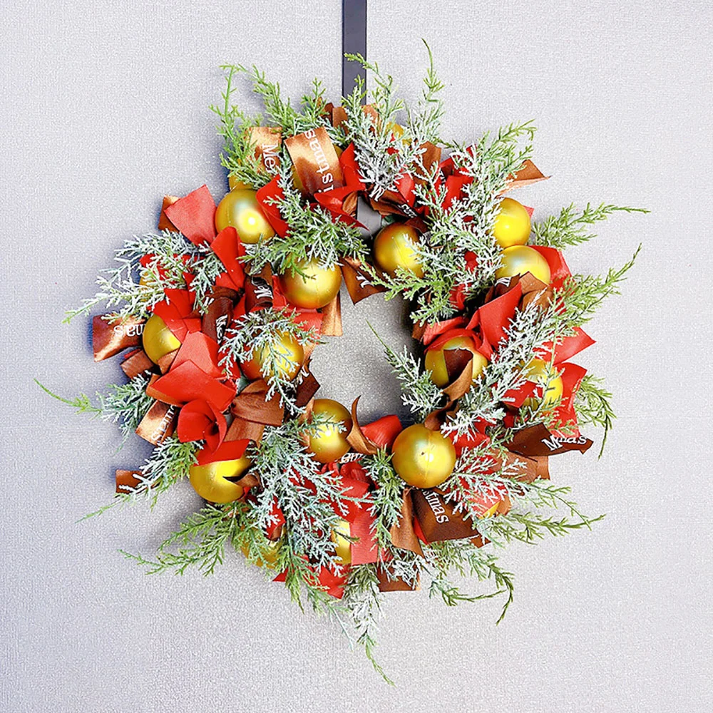 Christmas Day Ornament Ball Ribbon Wall Decoration Wreath