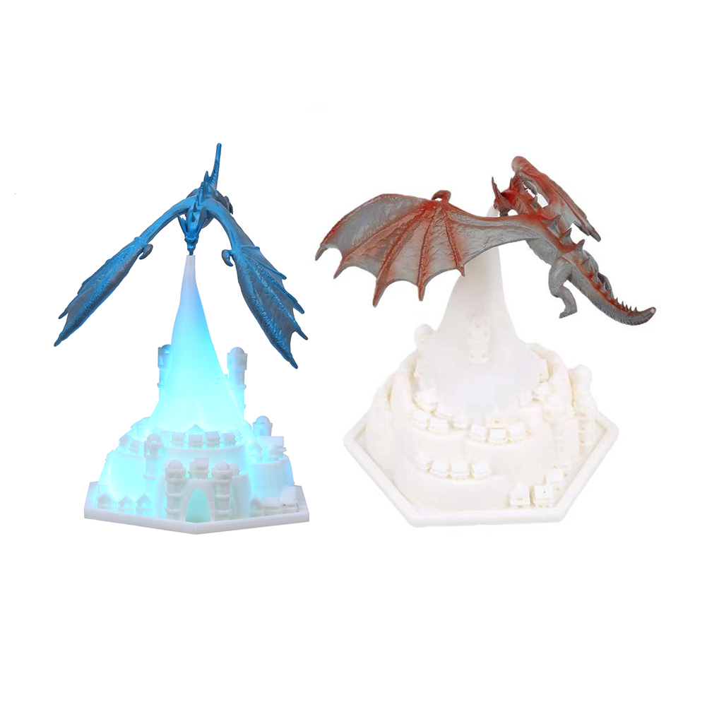 

3D Printing Dragon LED Night Light Novelty Rotating Kids Bedside Table Lamp, Fire, 501 Original