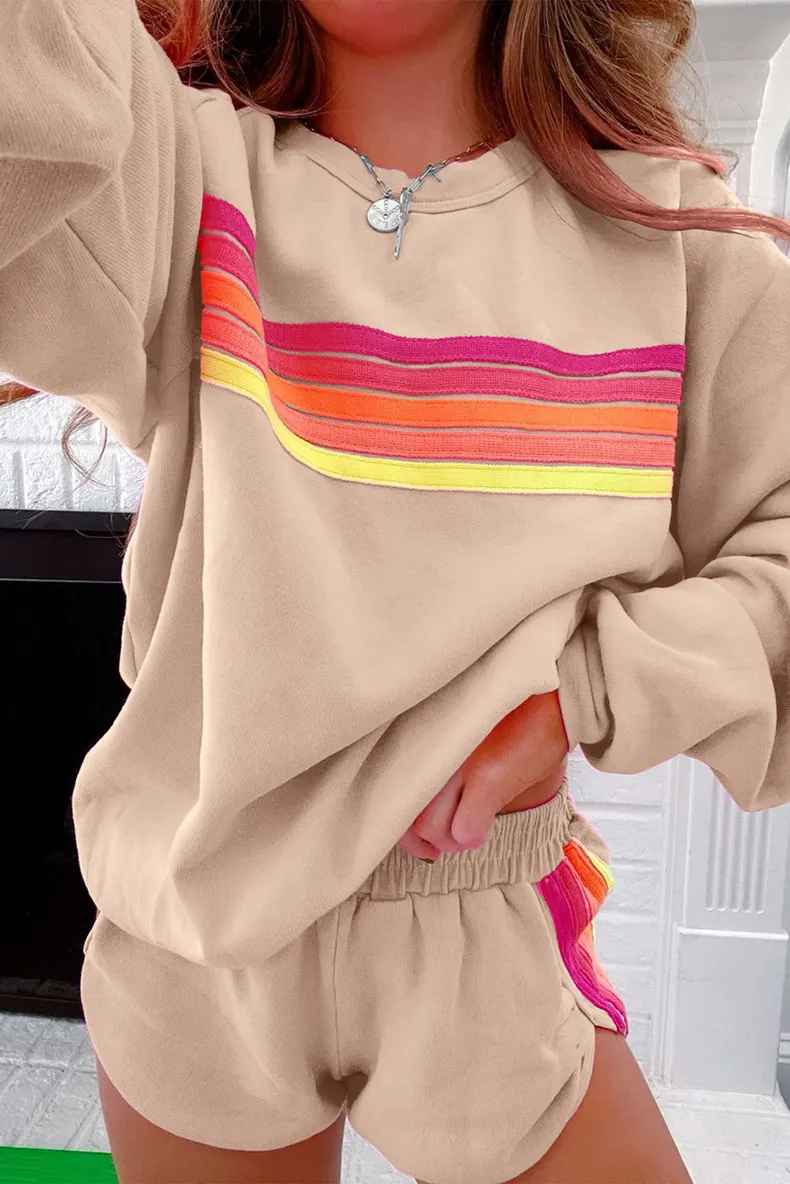 Fall Loose Slim Fit Casual Two Piece Sets Women Trend Color Matching Long Sleeve Women