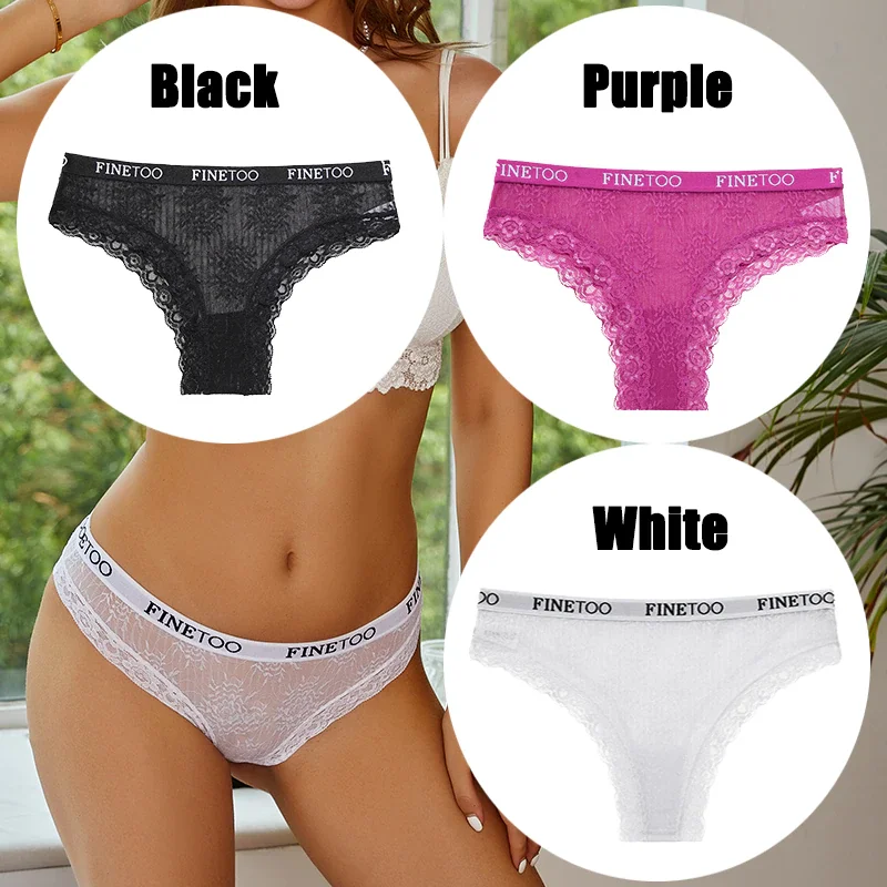 Billionm FINETOO Women Sexy Lace Panties Floral Perspective Underwear Intimates Brazilian Pant Female Breathable Thong Soft Lingerie