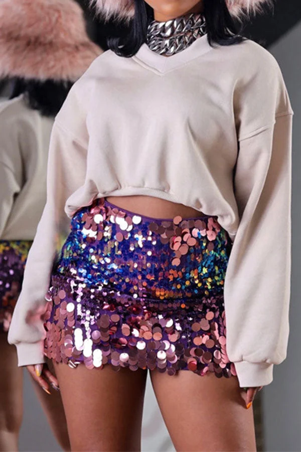 Gradient Sequined Glittery Bodycon Skirt