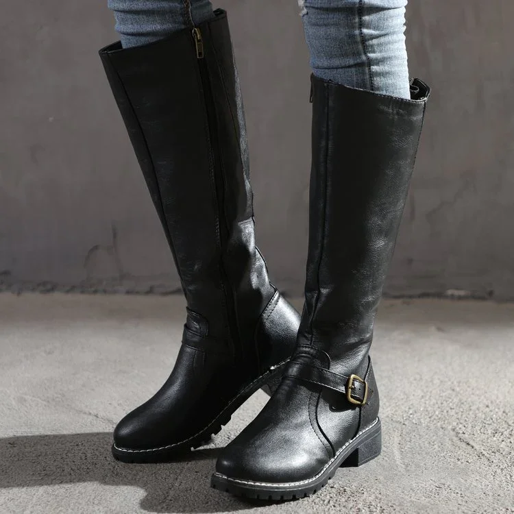 Women's Zip Tall Winter Leather Boots