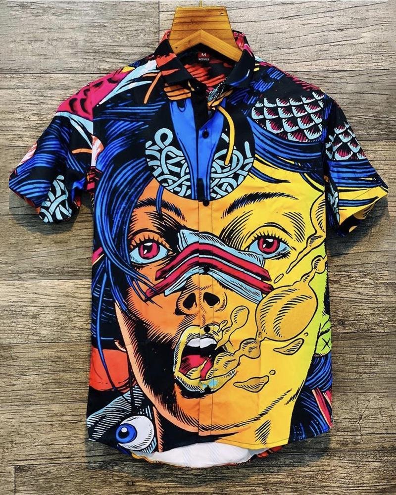 Men Abstract Face Shirts
