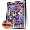 Haar-mit-Blumen-Skelett komplette DIY-5D-Runden-Drill Edelsteinkunst-Diamant-Mal-Kits f&uuml;r Erwachsene/Anf&auml;nger Geschenkidee Wohnkultur Diamant-Kristall