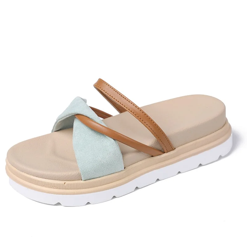 Flat Shoes Female Woman's Slippers Med Luxury Slides Platform Beach Women 2020 Designer Sabot Rome PU Fabric Rubber Female