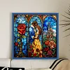 Stained Glass-Beauty And The Beast-Full Embroidery 2 Strands 14CT Stamped Cross Stitch-50*50CM