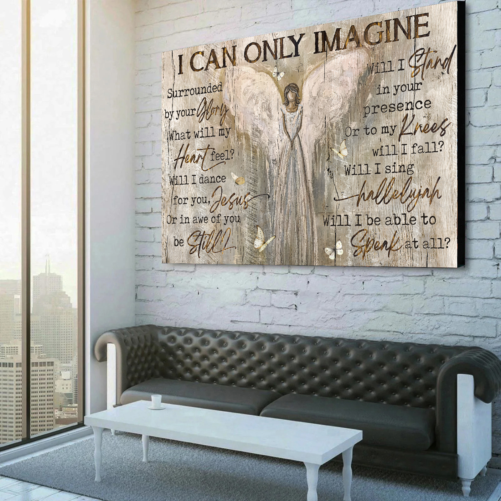 I Can Only Imagine Rustic Angel Wings Canvas Wall Art 