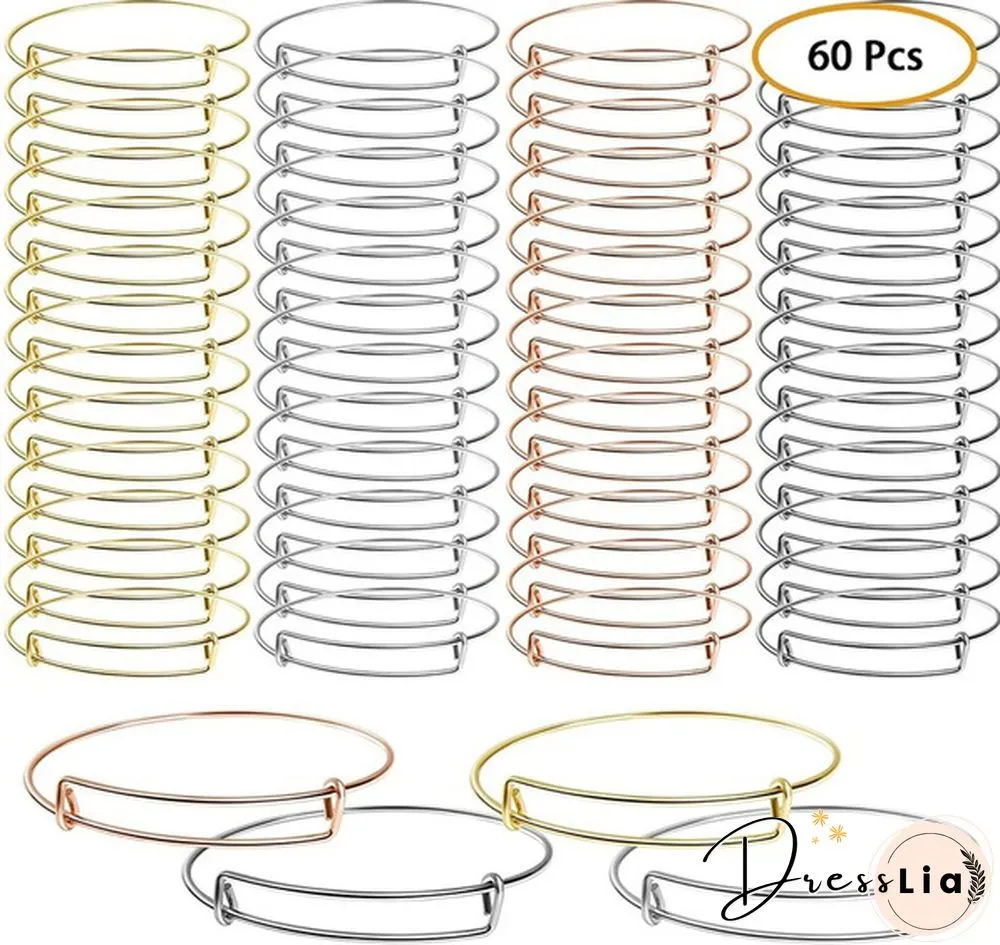 Adjustable Metal Blank for DIY Jewelry Production, 60PCS Retractable Bracelet Material