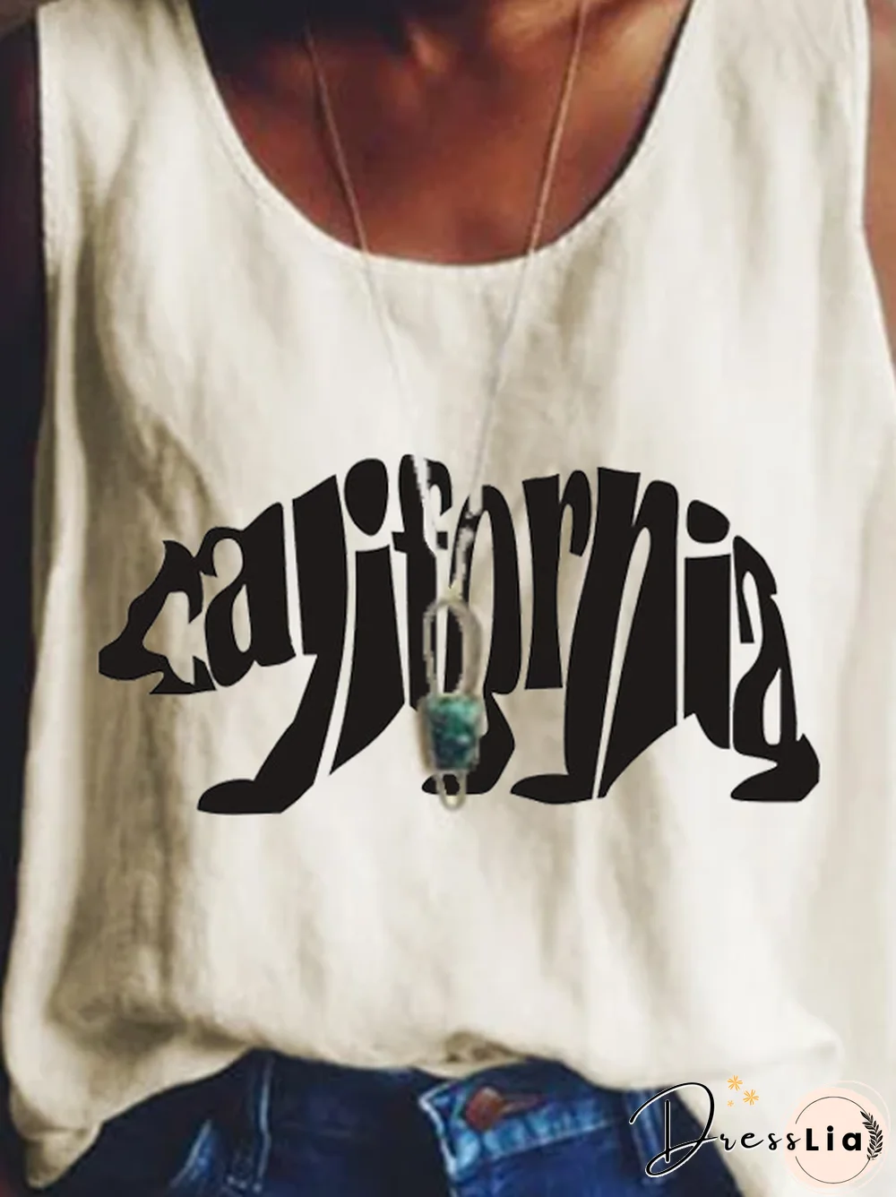 Sleeveless Crew Neck Casual Shift Tops