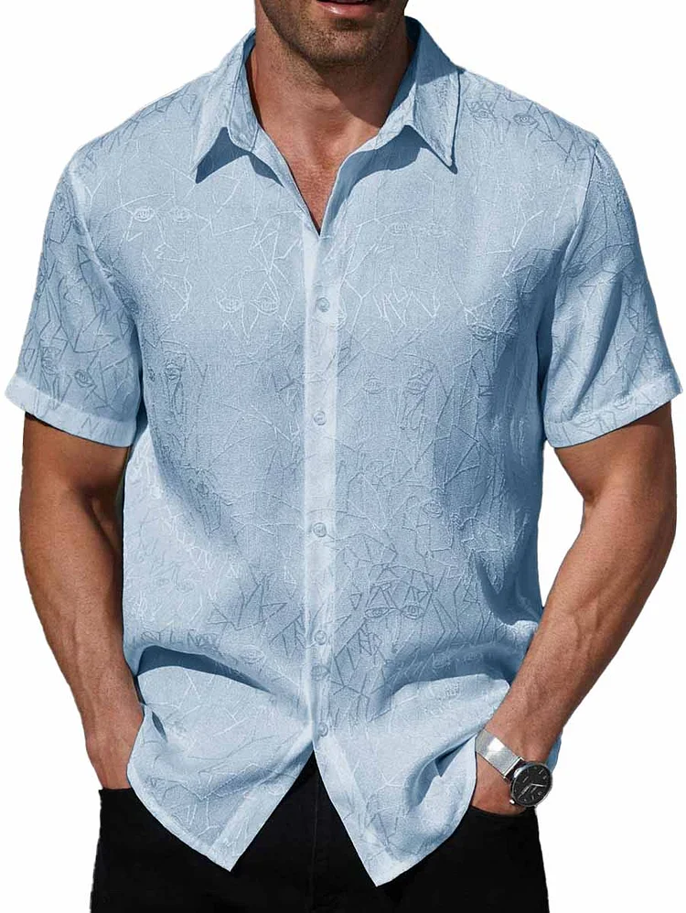 Men's Fashion Casual Lapel Short Sleeve Shirt