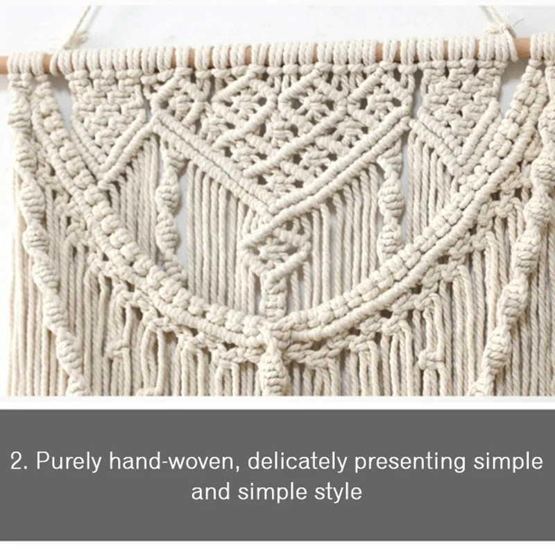 Macrame Tapestry Handmade Woven Macrame Wall Hanging Tapestry Leaf Feather Boho Decoration Home Decor Aesthetic Wall Tapestry