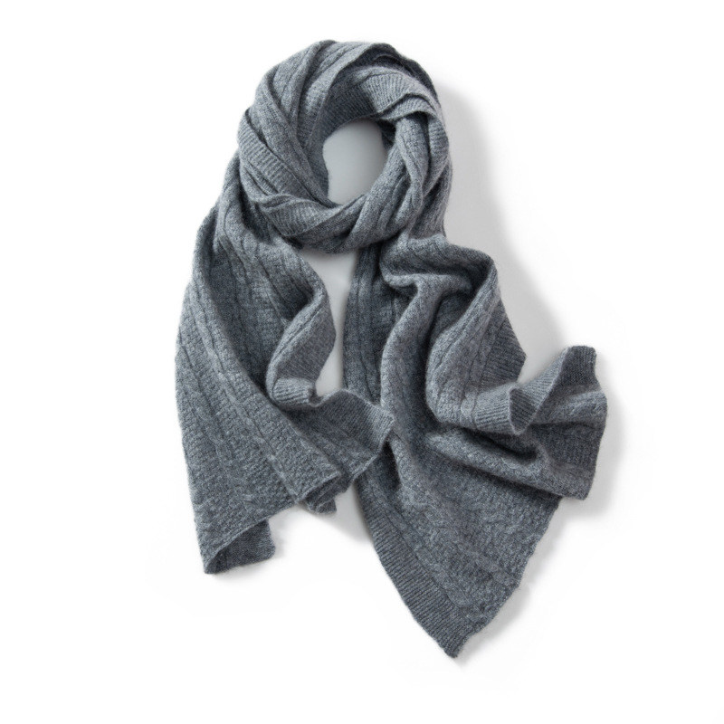 100% Cashmere Knit Ribbed Scarf Warm Style REAL SILK LIFE