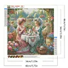 M&auml;dchen trinkt Tee im Garten - runder Bohrer Diamantmalerei - 40*40cm
