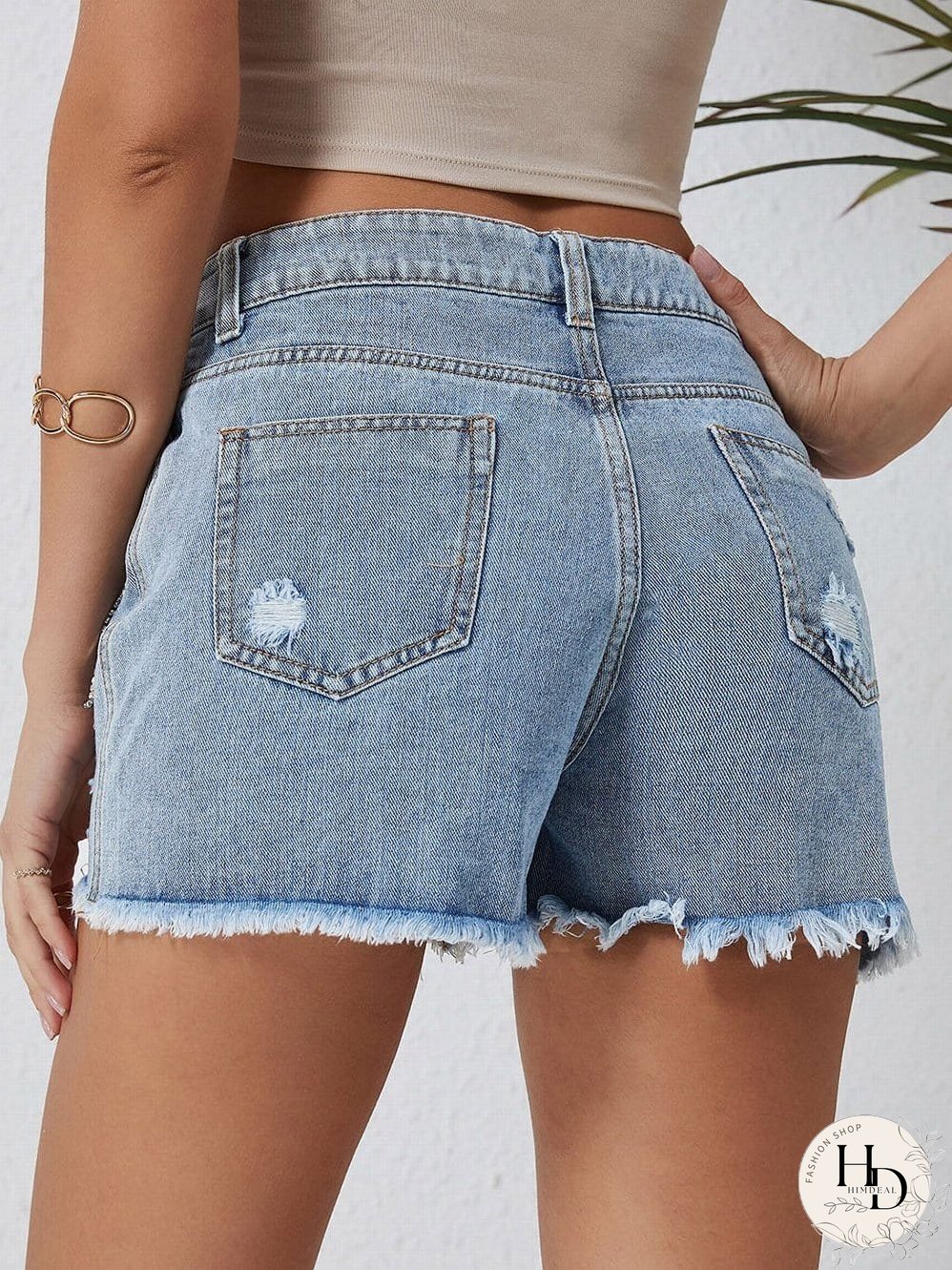 Unique Rhinestone Tassel Denim Shorts
