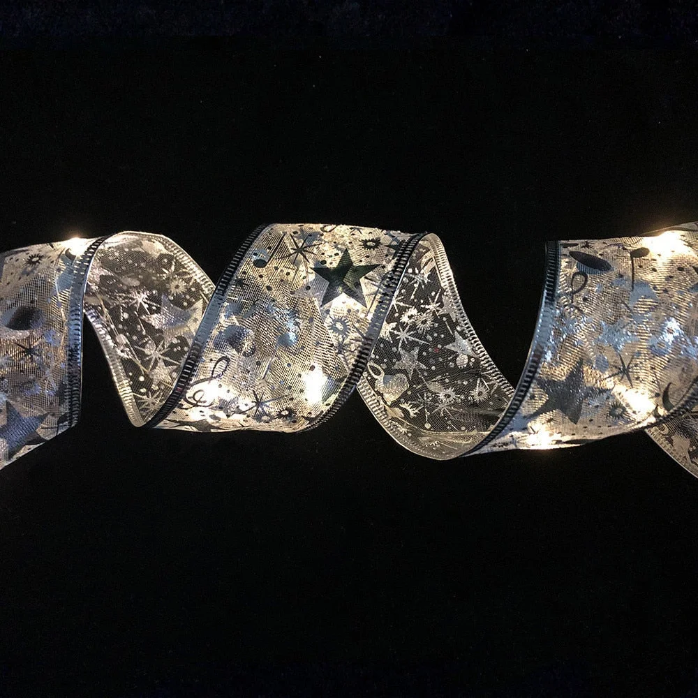 Christmas Gift Christmas Decoration 1M/2M/5M Fairy Christmas LED Lights Ribbon Battery Operated String Lights Navidad New Year Hanging Decors