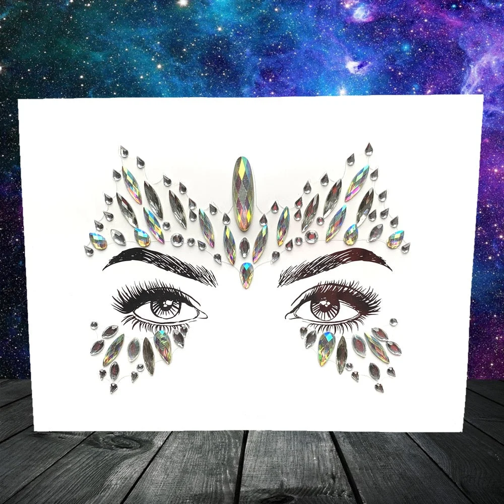 3D Flash Eye Gems Sticker Diamond Face Jewelry Acrylic Resin Drill Body Art For Party Show Rhinestone Forehead Eyebrow Eye Decor
