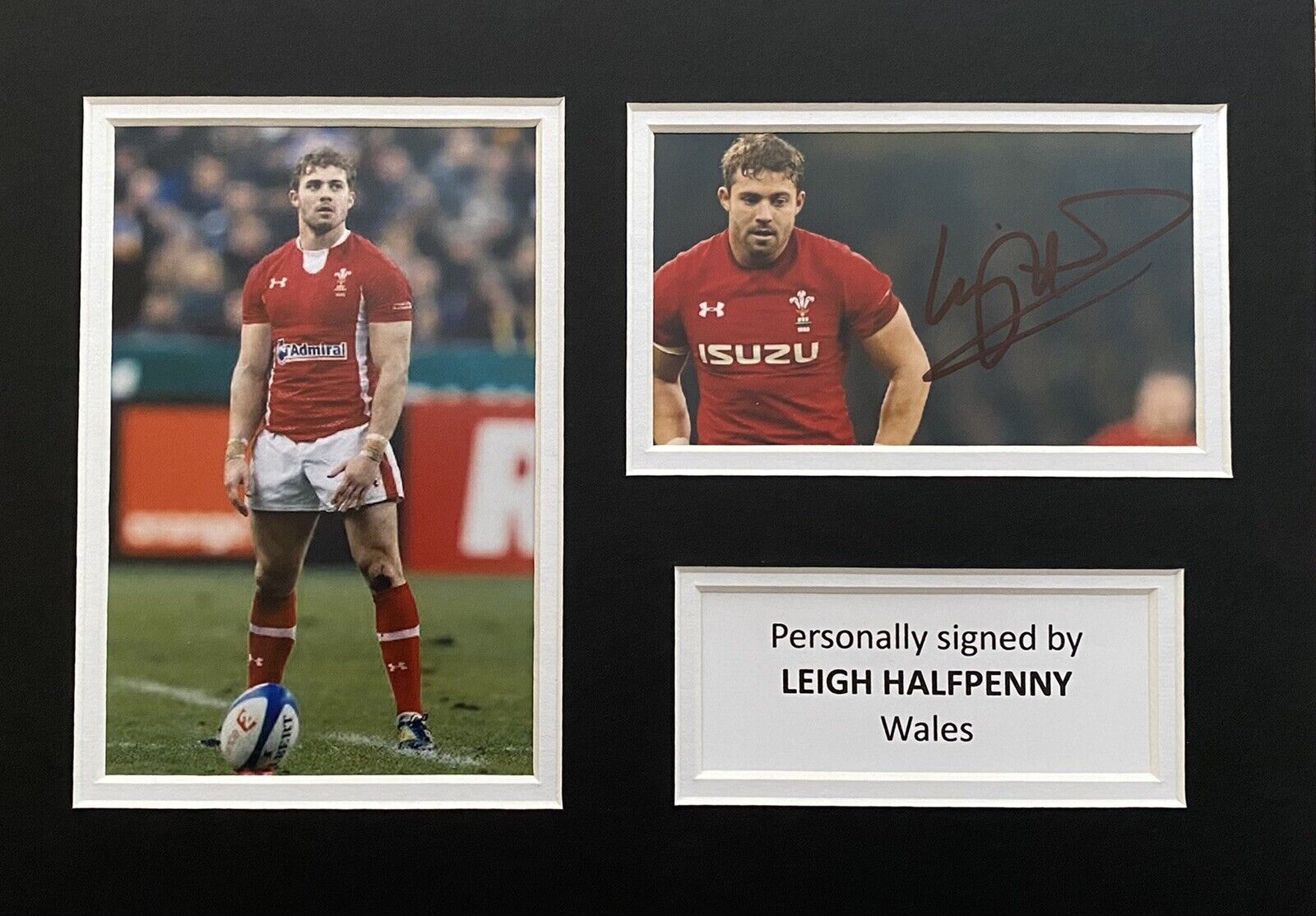 Leigh Halfpenny Hand Signed Wales Photo Poster painting In A4 Mount Display