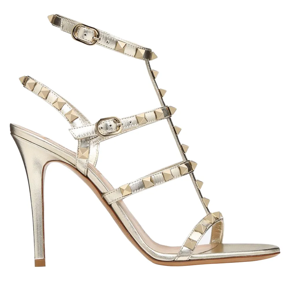 100mm Women's Rivets Stiletto Heels Party Daily Summer Sandals-vocosishoes