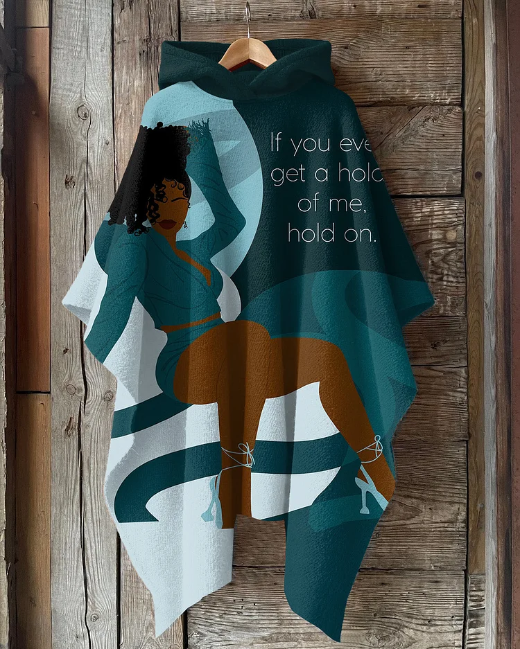 Just A Girl Who Is Sleepy Hooded Warm Shawl Cape