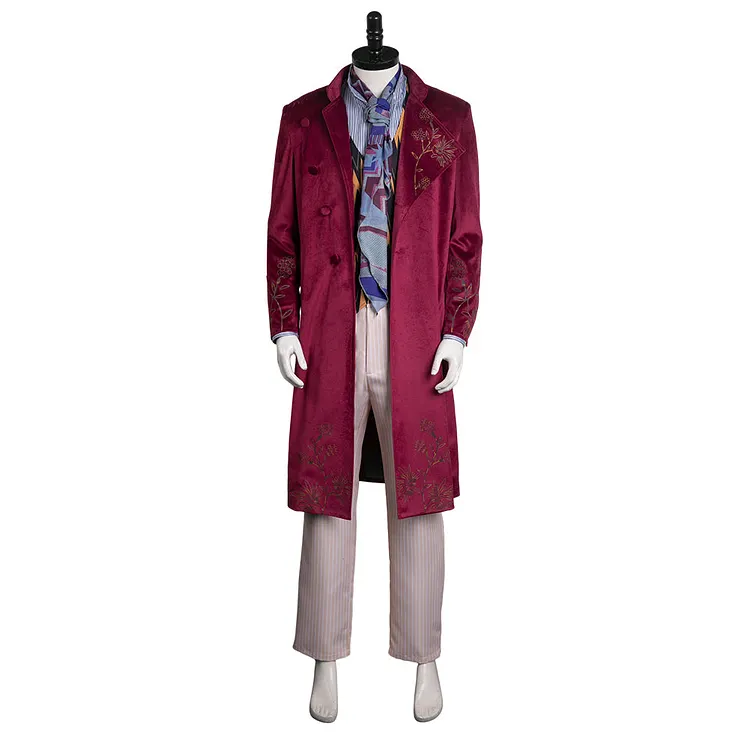 Wonka 2023 Willy Wonka Red Set Outfits Cosplay Costume Halloween Carnival Suit