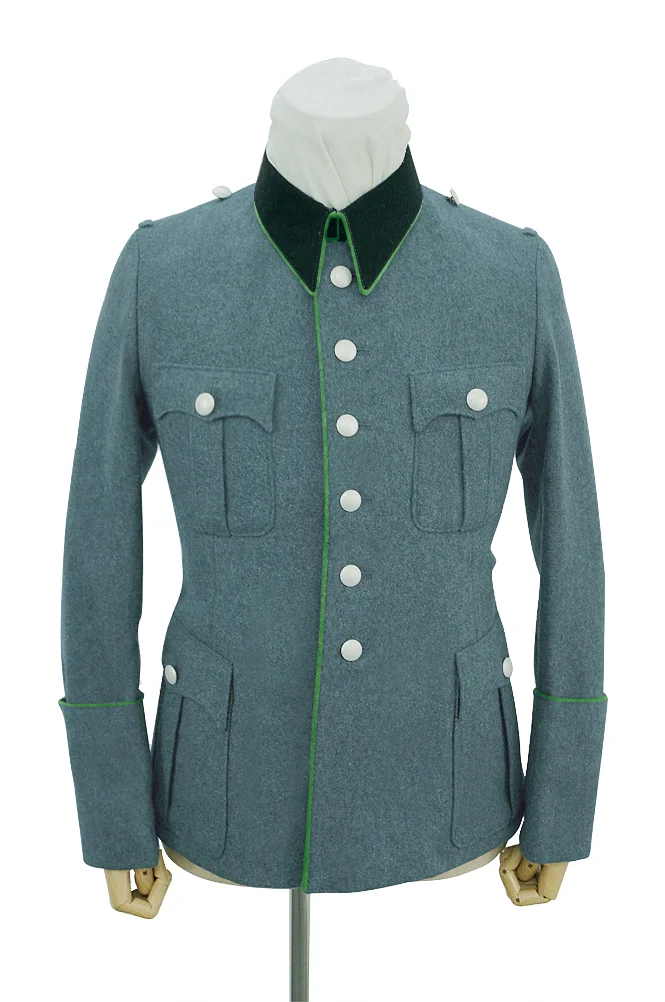   Polizei German General Officer Wool Modified Tunic Jacket With Deep Green Collar 6 Buttons German-Uniform