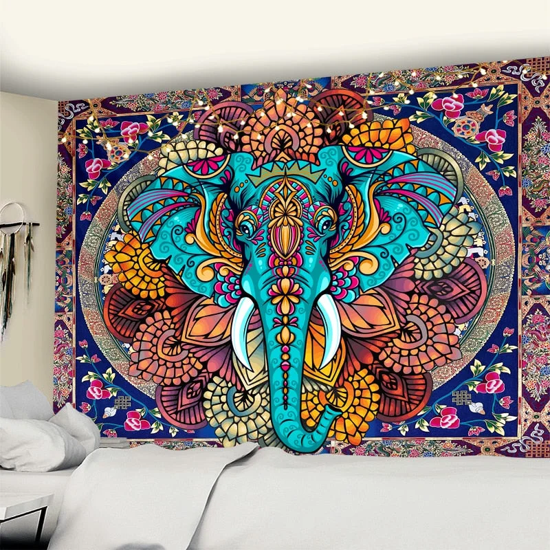 Elephant Mandala Tapestry Wall Hanging Indian Psychedelic Witchcraft Tapiz Hippie Bedroom Room Home Decor