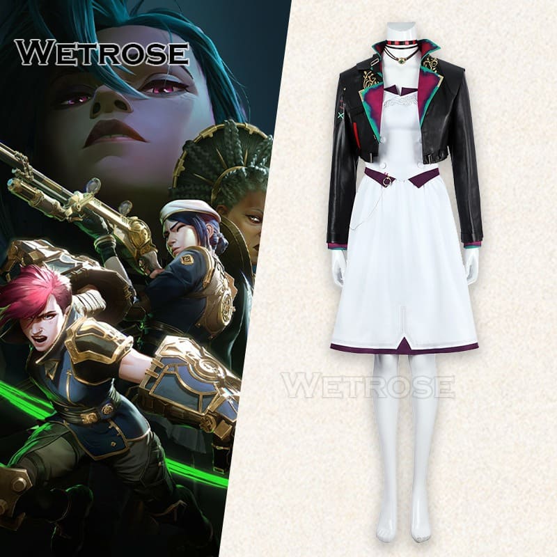 [Wetrose] In Stock Arcane2 Powder/Jinx White Dress Alternative Universe AU Outfit LOL Cosplay Costume