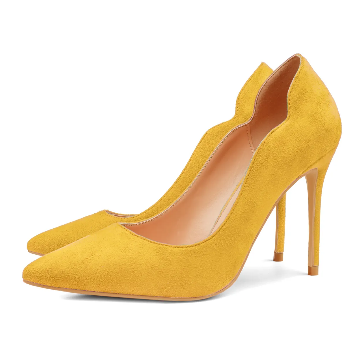 10CM/4 inch Women's High Heels for Party Wedding V-Shaped Suede Pumps