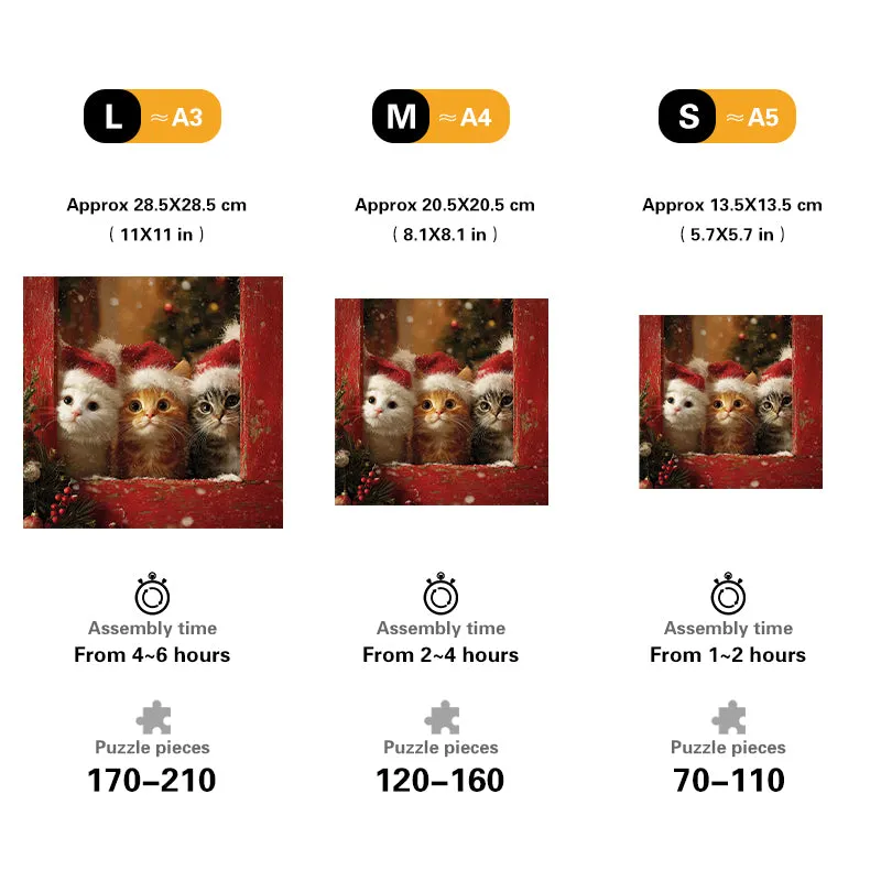 Christmas Kittens Wooden Jigsaw Puzzle