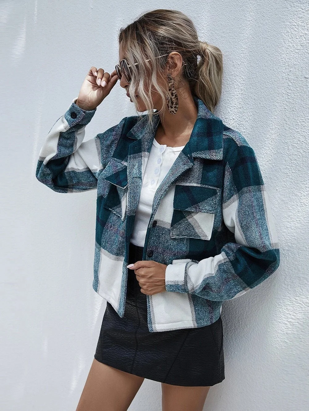 Womens Winter Coat Casual Plaid Jacket