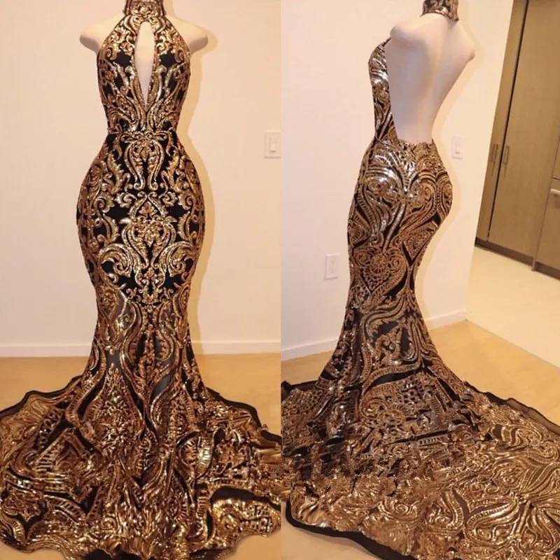 Elegant High-Neck Mermaid Prom Gown with Long Sleeves and Ruffle Detail main image 1