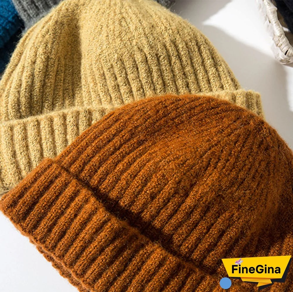 Men's & Women's Warm Plain Knitted Melon Leather Hat