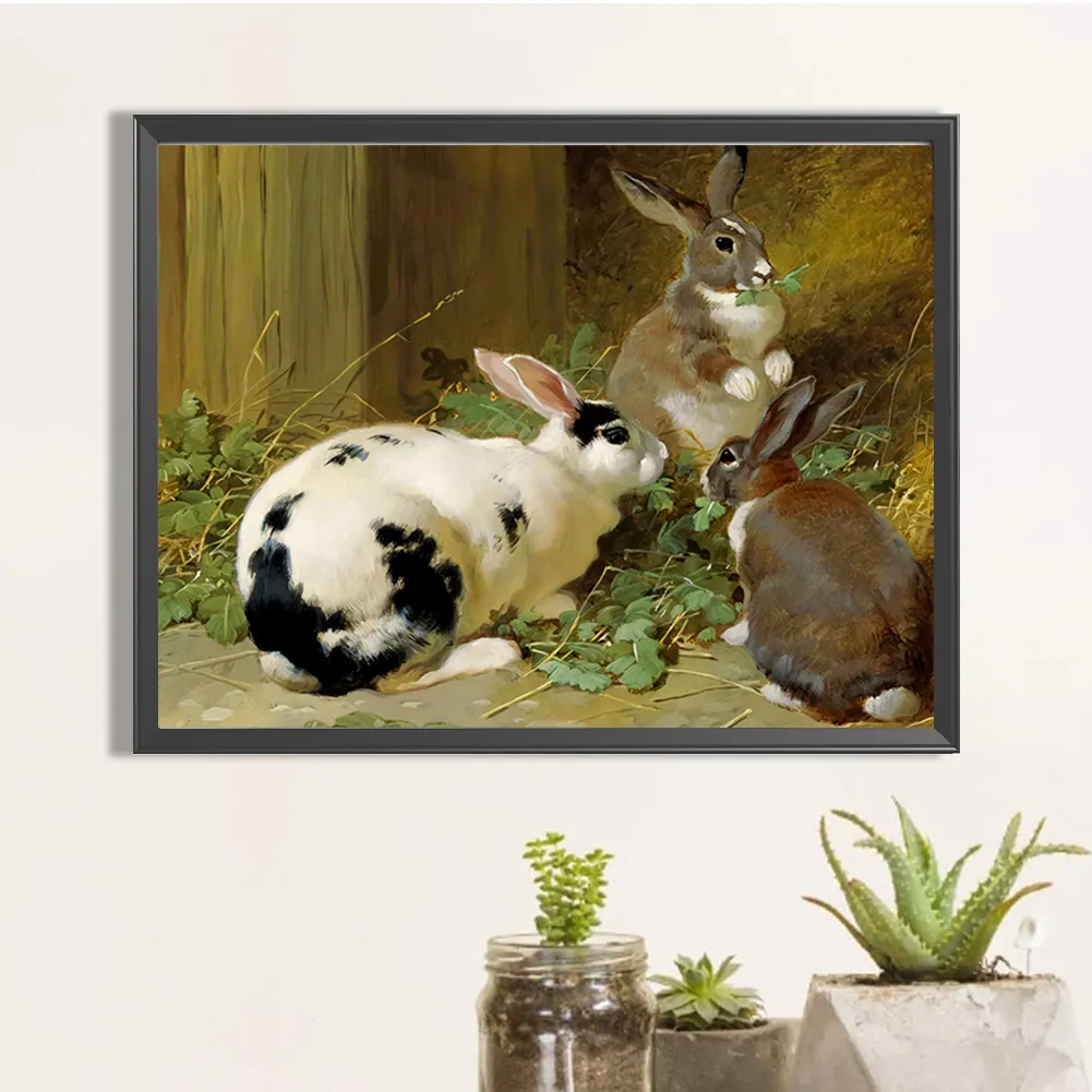 Full Round Diamond Painting 40*30cm - Rabbit Nest