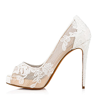 TAAFO Floral White Lace High Stiletto Platform Pumps Woman Peep Toe Thin Heels For Ladies Wedding Shoes Party