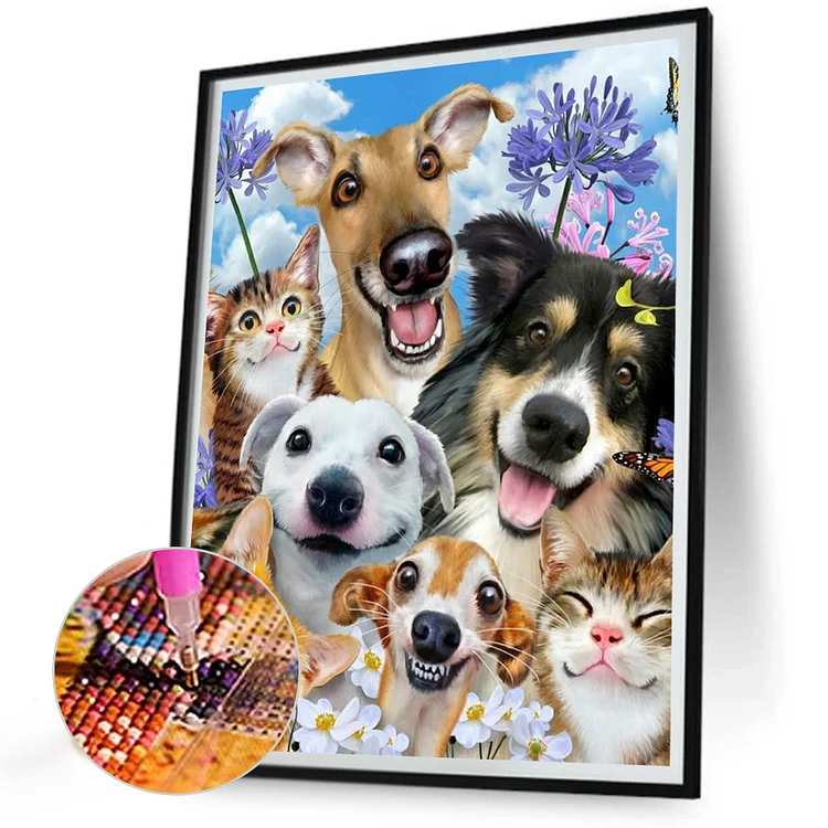 Full Round Drill Diamond Painting -Happy Dog Family - 30*40cm