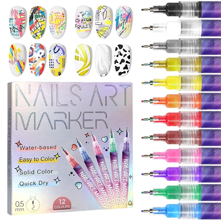 💅Hot Sale🌈 12 Colors Nail Art Pens Set