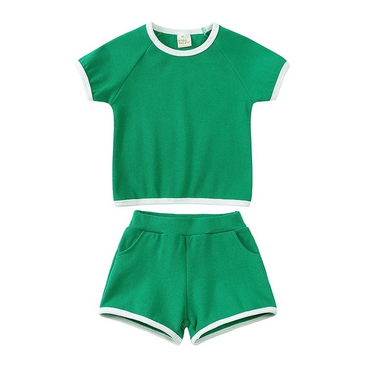 Kids Tales Children's Clothing Summer Soft Short-Sleeved Shorts Girls' Wear Suit Baby Boys' Casual Two-Piece Suit