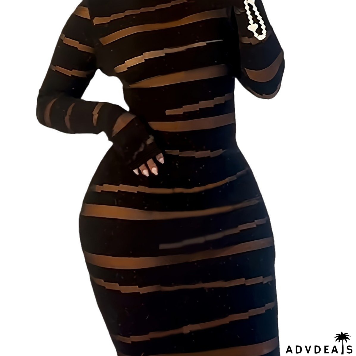 Sexy Long Sleeve Round Neck Bodycon Long Plus Size Dress