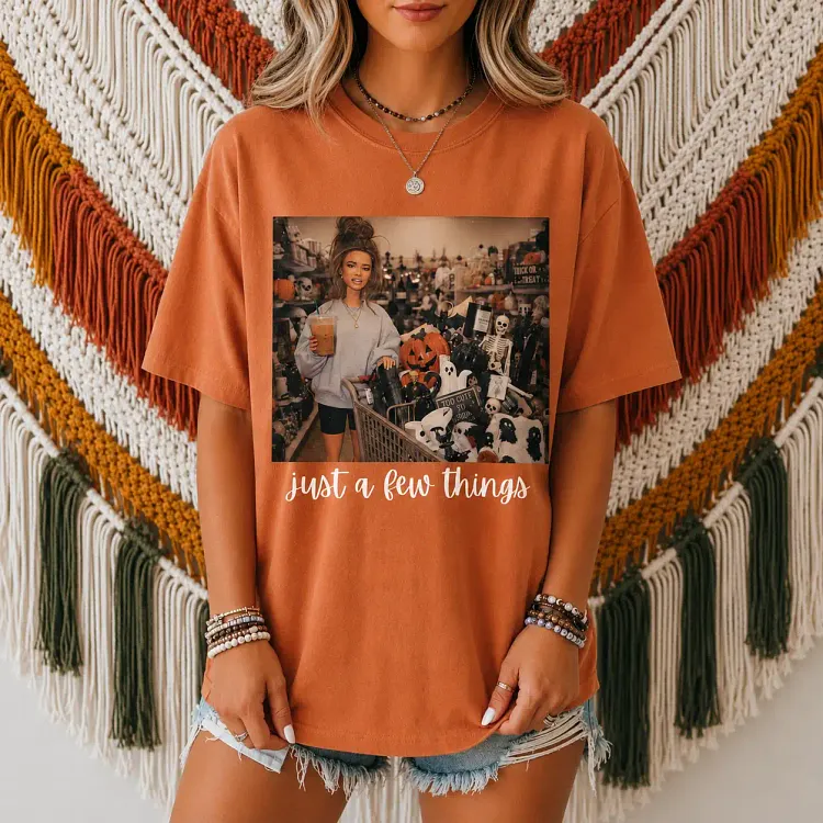 Just A Few Things Halloween Graphic T-Shirt &ndash;Unisex Fall Vintage Tee, Spooky Season Casual Shirt