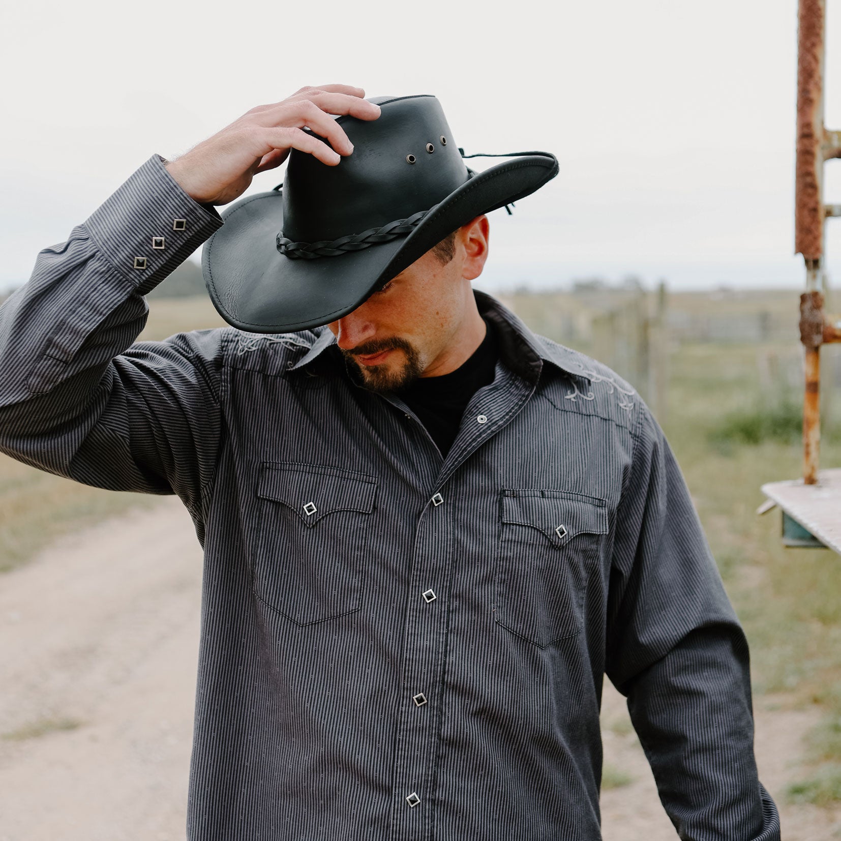 Hollywood - Mens Leather Cowboy Hat