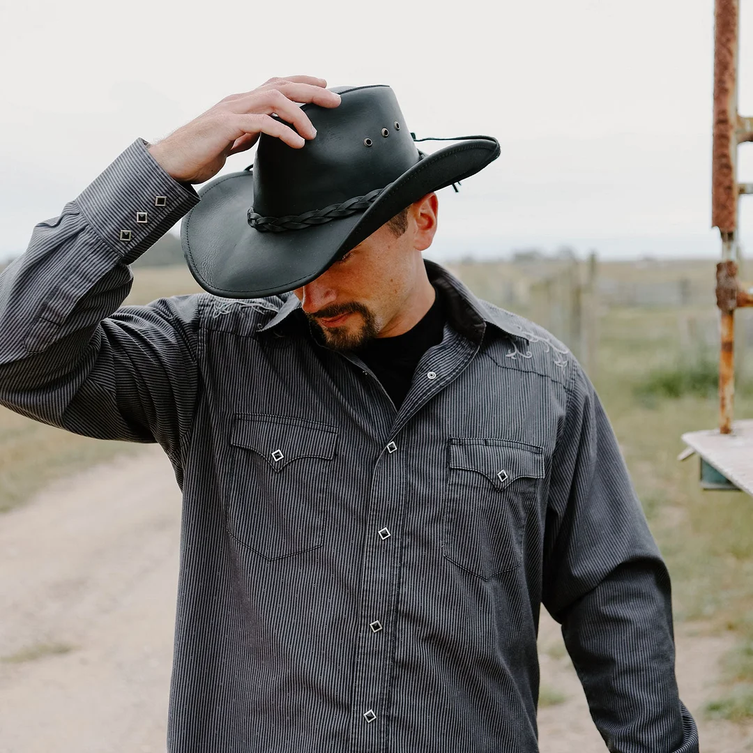 Hollywood - Mens Leather Cowboy Hat