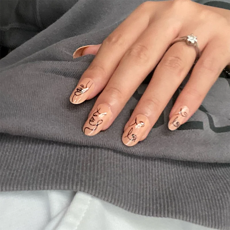 24pcs stiletto false press on nails matte Black color Leopard Wear Finished product wearable full cover acrylic nails products-Nail Inspo