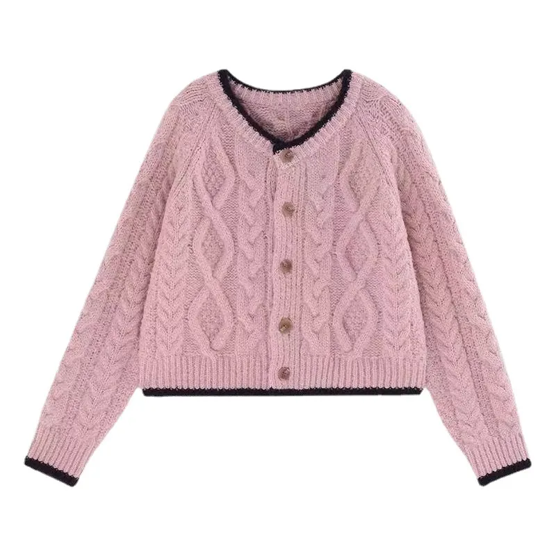Churchf Churchf Winter New Style Bump Color Sweater Coat Of Thick Needle Twist Tender And Sweet Small Sweet Wind Design Sense Of Female Type Knitting Cardigan